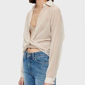 Farrow beige gingham blouse